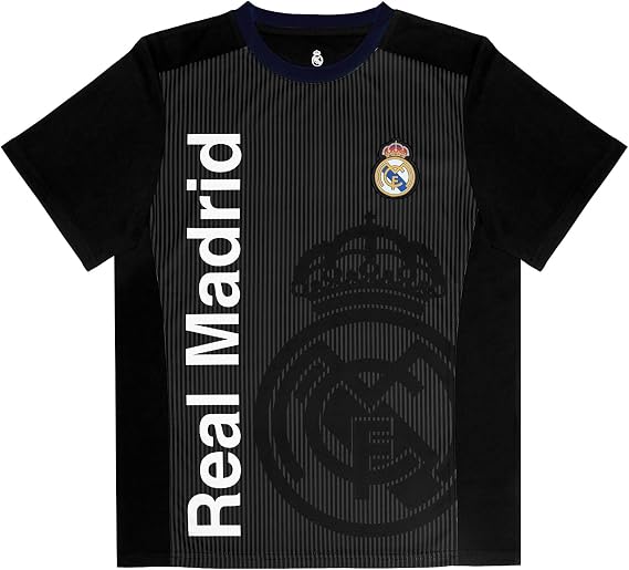 Icon Sports Compatible with Real Madrid Soccer Poly Shirt Youth Soccer T-Shirt - Black