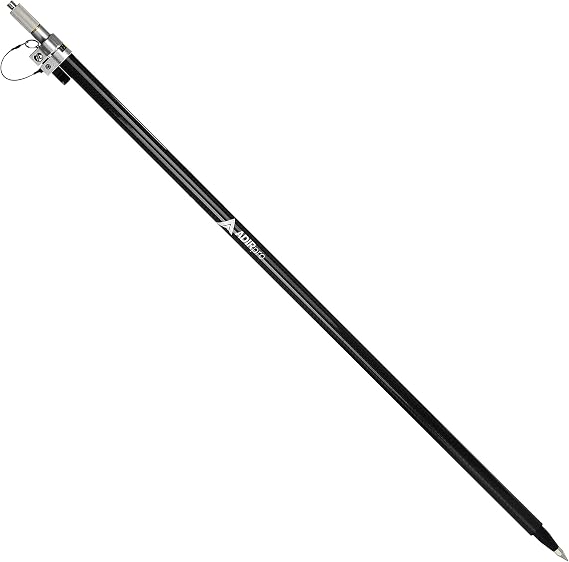 AdirPro 8.5-Foot Carbon Fiber Prism Pole with Fixed Adapter - Screw Lock - Dual Graduation - Strong & Lightweight GPS Pole - For Use with Prisms, Total Station, Targets & Rover Rod - GNSS Instruments