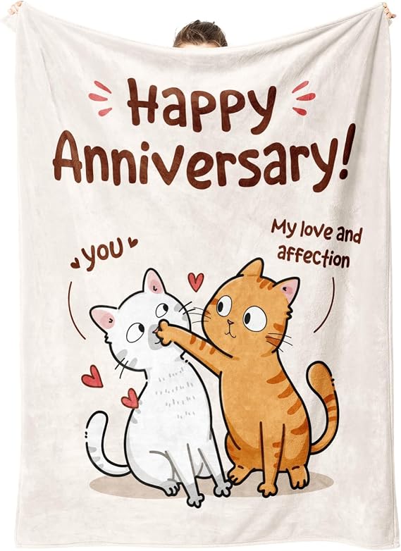 SteadStyle Anniversary Blanket Gifts for Women Men Couple - Funny Anniversary Marriage Gift for Her Girlfriend Wife Fiance, Cute 1st 3rd 5th 10th Anniversary Blanket 60"x50"(White)
