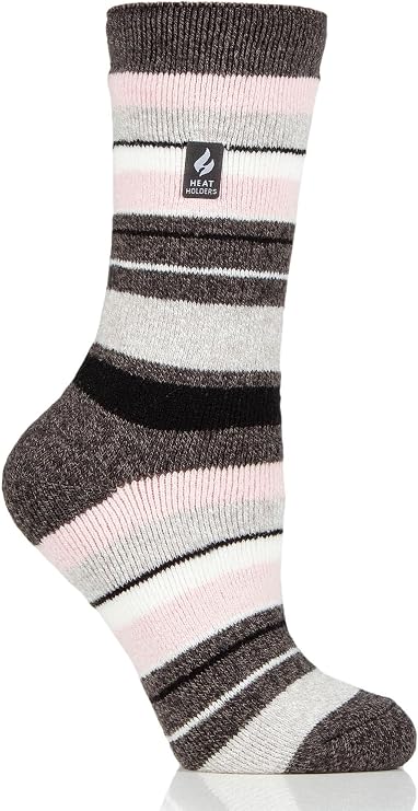 HEAT HOLDERS Men's Starling Stripe LITE Crew Socks| Warm + Soft, Hiking, Cabin, Cozy at Home Socks
