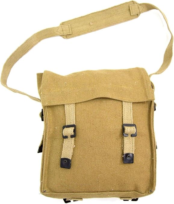 Vintage Style Canvas Webbing Pack Bag – Military Inspired Utility Shoulder Bag | Durable Outdoor Storage Satchel for Travel, Hiking, Reenactment & Everyday Carry