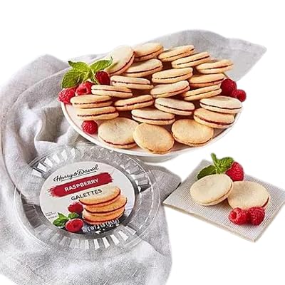 Harry & David Raspberry Galette Cookie Tub, 24 Cookies, Gourmet Butter Cookies With Raspberry Filling, Great For All Occasions, Gift Basket, Family, Friends, Loved Ones