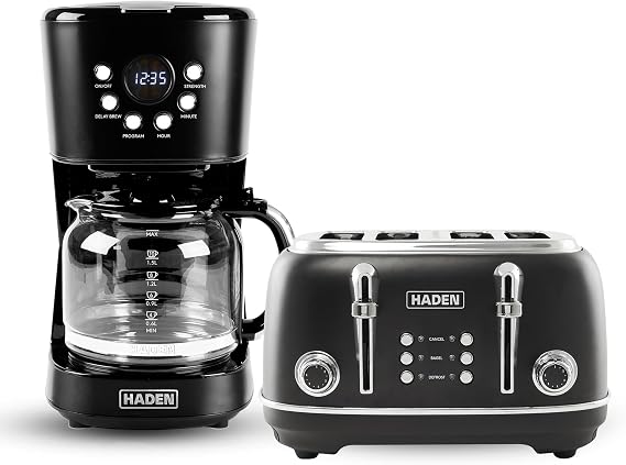 HADEN Heritage 4 Slice Wide Slot Toaster & 12 Cup Programmable Coffee Maker