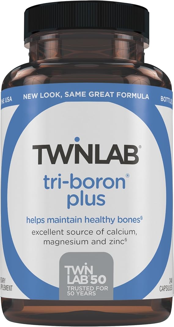 Twinlab Tri-Boron Plus Caps - Calcium Supplement to Support Bone Health - 3 mg, 240 Capsules