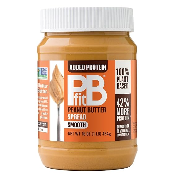 PBfit Protein Peanut Butter Spread 16 Oz, Smooth Peanut Butter, 10g Protein