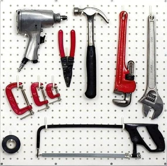 WallPeg PEGBOARD Panels Peg Board Plastic Pegboard Kit 24"x24" (1, White)