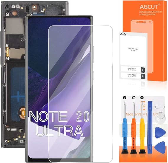 OLED for Samsung Galaxy Note 20 Ultra Screen Replacement for Samsung Note 20 Ultra LCD Display N985 SM-N986U LCD Digitizer Touch Assembly Black with Frame(Support Fingerprint)
