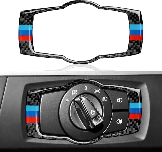 車のヘッドライトスイッチパネルステッカーデカールカーボンファイバートリムカバー Bmw 3シリーズ E90 E92 E93 2005-2012 インテリアアクセサリーに適合