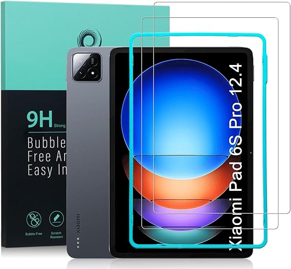 Ibywind schutzfolie kompatibel mit Xiaomi Pad 6S Pro(124 Pollici) mit Easy Install Kit (Zentrierrahmen)Blasenfreier kratzfester Displayschutz mit 9H-Härte