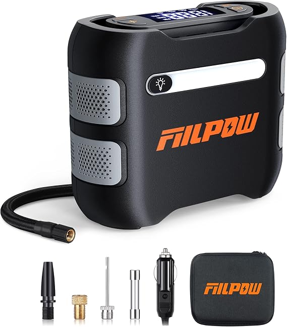 Air Compressor Tire Inflator Portable Air Pump for Car Tires 12V DC Auto Tire Pump with Digital Display, 150 PSI with Emergency LED Light for Car, Motorcycles, Bicycle and Other Inflatables