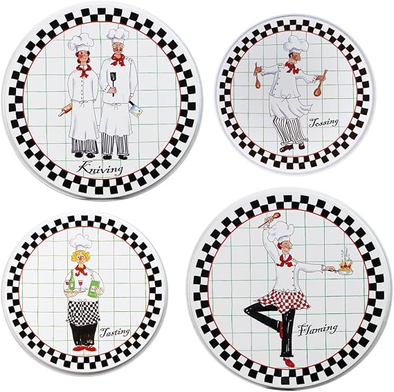 Reston Lloyd, Burner Covers For Electric Stovetop, Decorative Lightweight Tin Covers, Set of 4 (2-8 inch & 2-10 inch), Conceals Messy Drip Pans, Chef