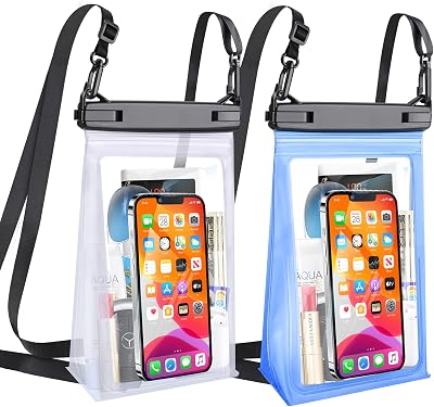2Pcs Large Waterproof Phone Pouch, Floating Dry Bag for iPhone 14 13 12 11 Pro Max Galaxy S22 S21 Large Capacity Waterproof Bag Sunscreen Glasses Storage Universal Dry Pouch for Swimming Boating