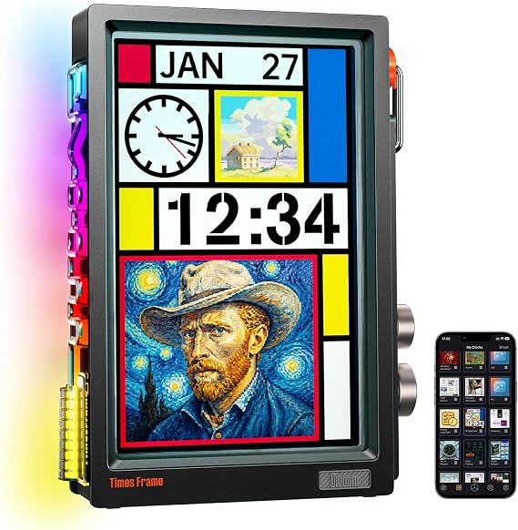 Divoom Times Frame Smart Desk Clock Display with Custom Faces & RGB Glow