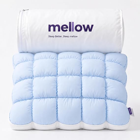 Mellow Puff Pillow Cooling Ice Silk Bed Pillow, Back & Stomach Sleepers
