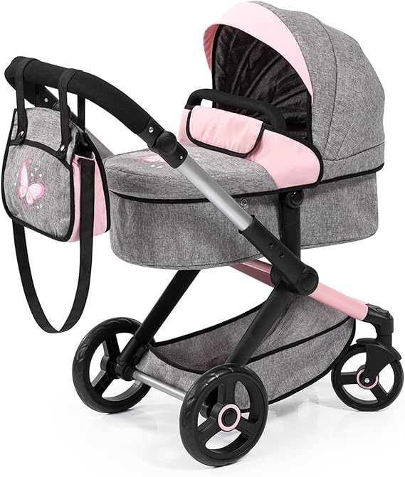 Bayer Pram Xeo Baby Doll Stroller, Convertible Jogger for Dolls up to 20 in