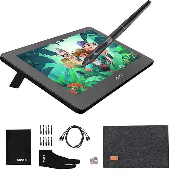 Art Graphics, BT-12HD 11.6" HD H-IPS LCD Graphic Drawing Tablet 1366*768 Display Support 8192 Pressure Level Tilt Passive Technology USB Powered Low Power Drawing Tablet