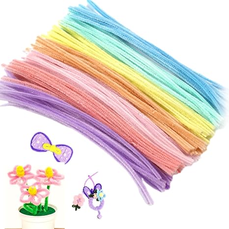 100Pcs Coloured Pipe Cleaners for Craft,Pipe Cleaners Bulk for Craft flower