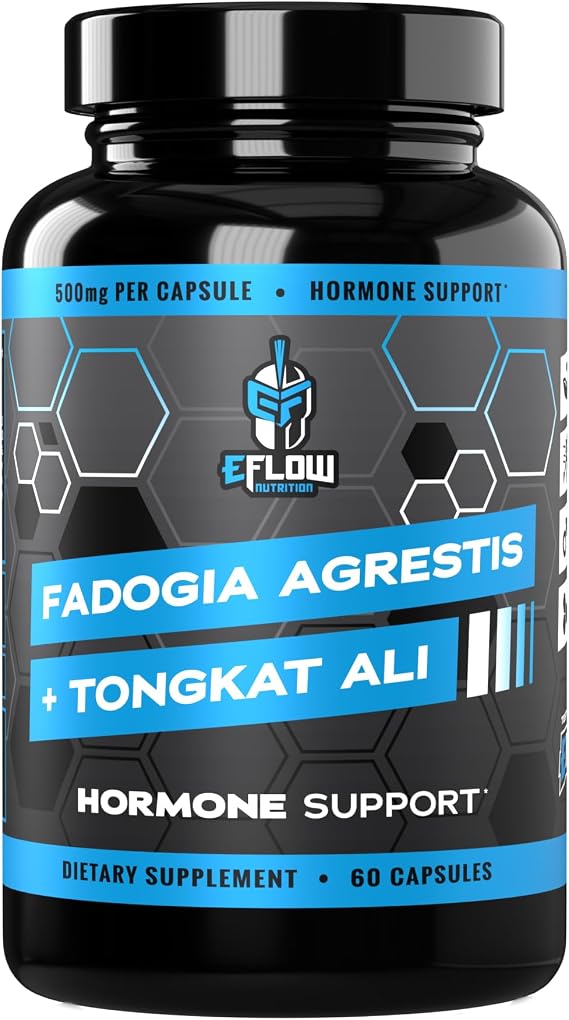 eFlow Nutrition Fadogia Agrestis + Tongkat Ali - [2-in-1] Natural Performance Supplement for Health and Wellness - Hormone, Energy, Mood Support - Extract Powder (60 Capsules)
