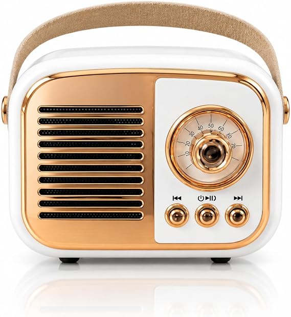 ARVALE Retro Tasarım Bluetooth Hoparlörlü Radyo – Taşınabilir Kablosuz Müzik Çalar, USB/AUX/TF Kart Destekli