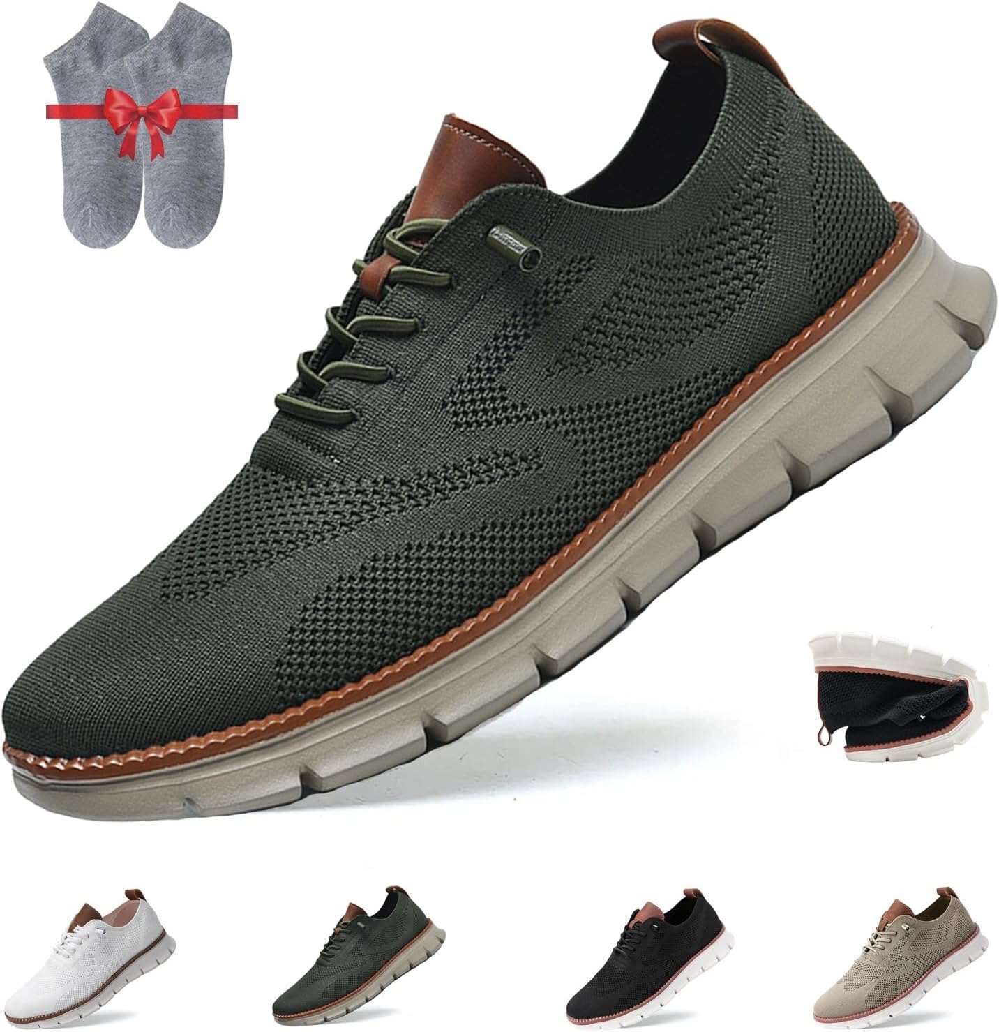 Men's Urban Breeze Shoes - Ultra Comfortable Orthopedic Breathable Mesh Casual Dress Sneaker Walking Shoes (Green, 43 EU)