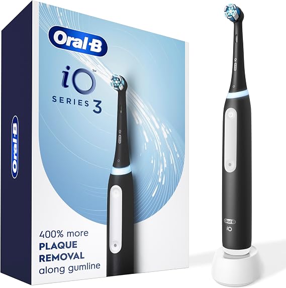 Oral-B Rechargeable Electric Toothbrush, iO3 Clean & Protect, 3 Cleaning Modes, Visual Pressure Sensor to Protect Gum, Black