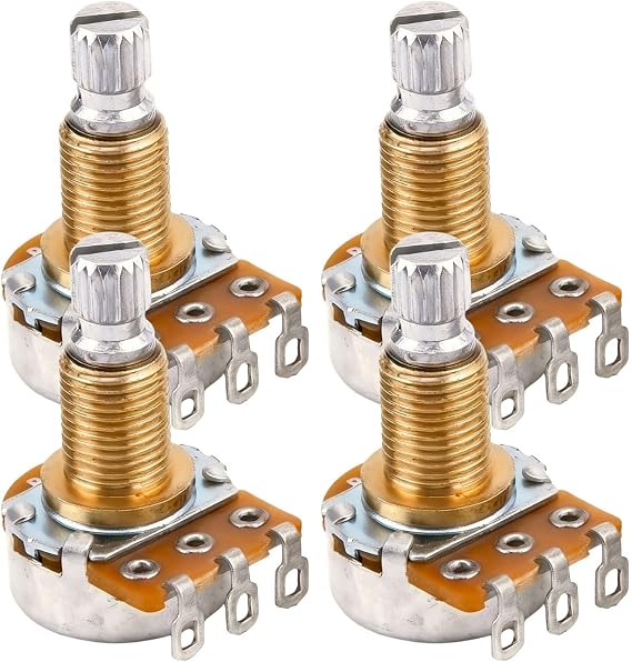 Alpha Pro Mini Pots Brass Metric Split Standard Shaft 9.5mm Audio Taper Potentiometers for LP SG Style Electric Guitar Bass (Set of 4) (B250K)