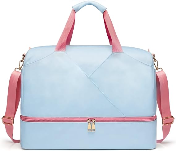 Bosidu Duffle Bag for Travel, Gym Bag Weekender Bags with Shoe Compartment for Women, Carry On Bag Overnight Bag with Luggage Sleeve for Gym & Airplanes & Hospital