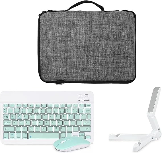 Microcase TCL Tab 11 Gen 2 Tablet Uyumlu Gri Çanta + Türkçe Bluetooth Klavye +Mouse + Standı - Yeşil AL5161