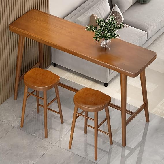 Solid Wood Bar Table, Rectangular Counter Height Dining Table