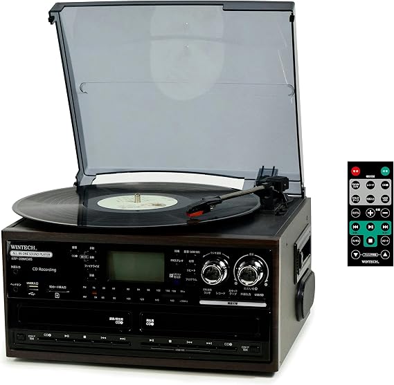 KRP-309MCWS Double CD with Speaker Supports CD Writing Multi Audio Player, Brown x Black, W12.8 x D11.5 x H8.1 inches W325 x D293 x H207 mm