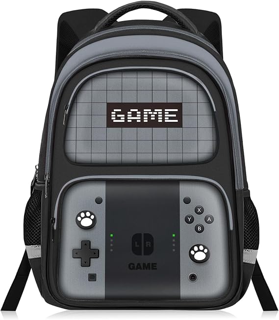Kids Backpack For Boys,Gamer Boys Backpack For Children Teens Elementary Middle School, 17 Students Bookbag