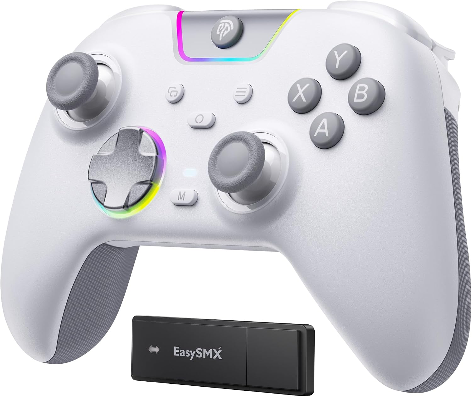 EasySMX X05 Pro Wireless Controller for PC Ergonomic Skin-Like Grip, Quiet-Touch Low-Noise Buttons, Dual Triggers, Hall Joysticks, 2 Programmable Buttons, RGB, 1000mAh Battery