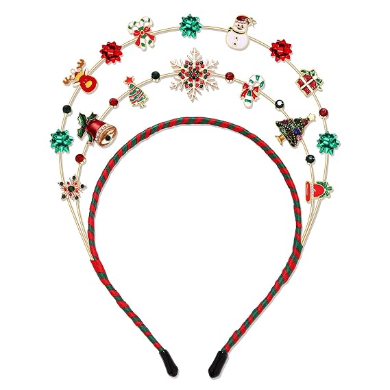 ARATLENCH Christmas Headband X-mas Themed Ornament Crown Tiara Headpiece Winter Festival Holiday Birthday Party Headband Accessories Gifts