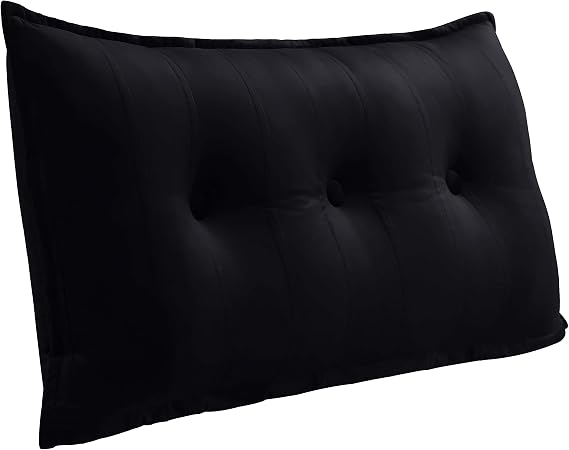 WOWMAX Headboard Pillow Twin XL Dorm Bolster Reading Pillow for Bed, Black