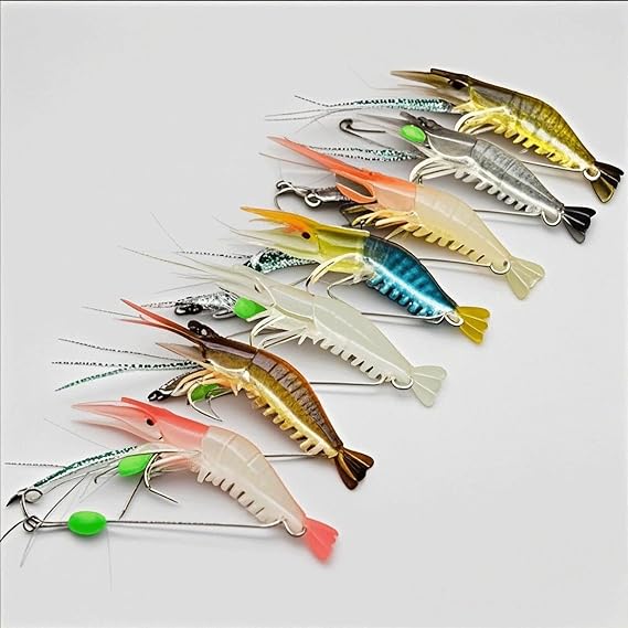 7pc Soft Luminous Shrimp Lure Set | Saltwater Fishing, Shrimp Baits