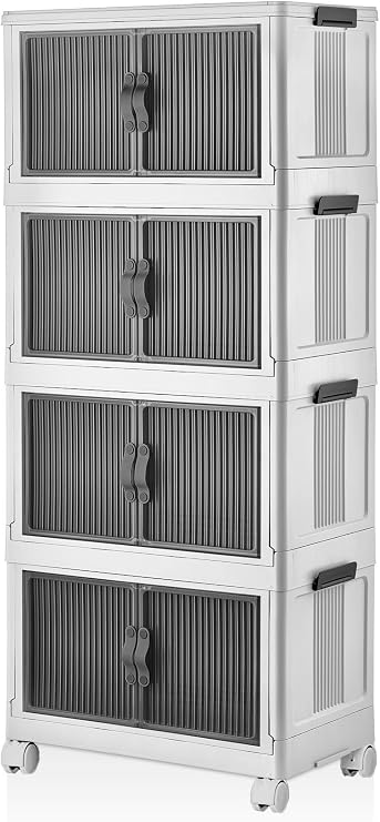 Evle Katlanabilir Modüler Dolap 4 Lü 54 Cm X 31,7 Cm X 127 Cm, Beyaz
