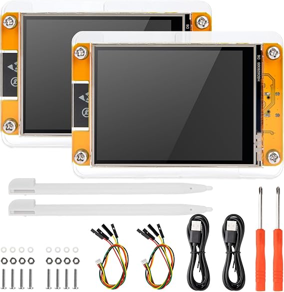 ELEGOO 2-Pack ESP32 2.8-Inch Touch Displays, 240x320 ILI9341, USB-C WiFi | with Acrylic Protector, 240x320 Resistive-touch ESP32 Displays, ILI9341, XPT2046, WiFi and BT 4.2 Using USB-C, Elegoo CYD