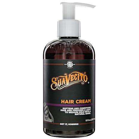 Suavecito Hair Cream for Men - Pump Bottle, Light Hold, Natural Shine, Water Based, Tames Frizz, Great for Curly Hair