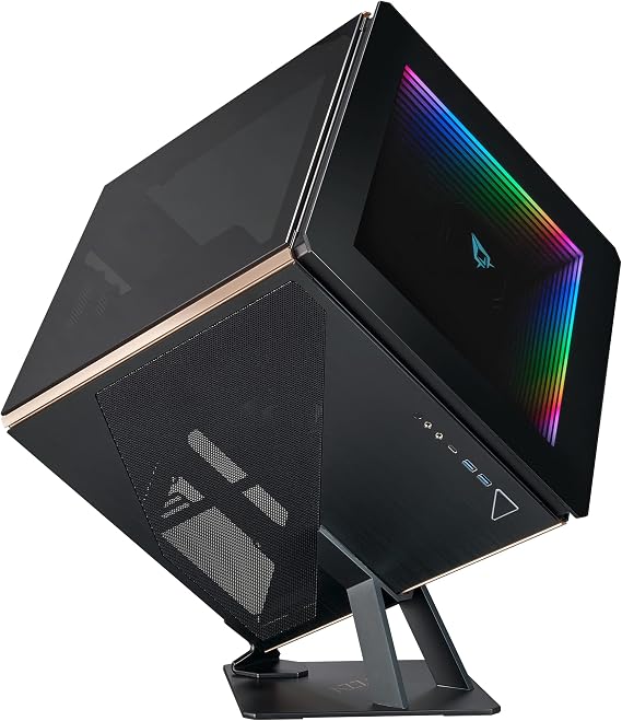 AZZA Regis 902 - Luxury Cube Case | Infinity RGB Panel | 3-Sided Tempered Glass | CNC Milled Aluminum Stand