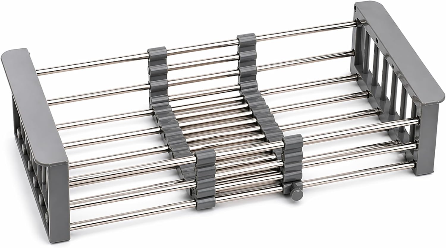 ZEEZONE Dish Drainer Rack Over The Sink, Expandable Stainless Steel Dish Drying Rack, Adjustable Sink Drainer Rack Kitchen Storage & Organisation, Kitchen Sink Organiser for Dishes, Vegetables, Fruits
