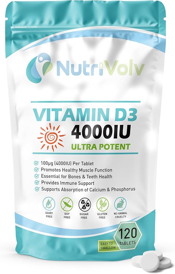 Vitamin D 4000IU | 4 Months Supply | 120 Easy-Swallow Vitamin D3 Tablets | Vegetarian | High Strength | Immune & Bone Support Supplement | General Health & Wellbeing | 100µg