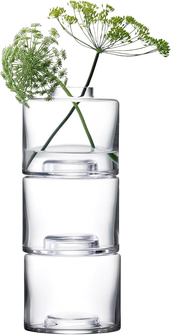 LSA International Stack Vase Trio, H11.75", Clear X 3