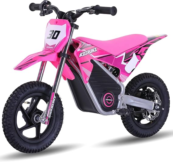 Electric Dirt Bike for Kids 3-7, 200W Powerful Racing Experience Motorcycle, Up to 8.0MPH, 2 Speed Settings, 12-Inch Off-Road Tires, Rear Disc Brakes & Advanced Suspension, Pink