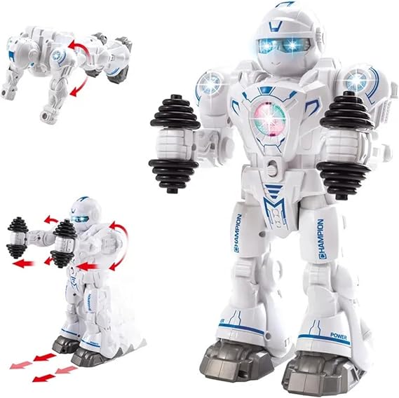Giffy/Oyuncak İnteraktif Pilli Robot Işıklı Müzikli Sesli Dans Eden Sporcu Robot Full Fonksiyon Şınav Çekebilen Spor Hareketleri Yapabilen