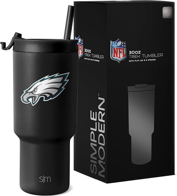 Simple Modern Officially Licensed NFL 30oz Tumbler with Flip Lid and Straws | Football Insulated Stainless Steel Cup | Gifts for Men Women | Trek Collection