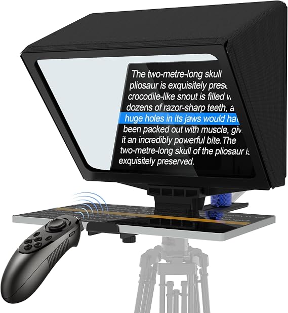9.3" Teleprompter for Phone & Camera with 70/30 Beam Splitter Glass | With App Control, Smartphone, DSLR, and Mirrorless Camera Compatibility for Vlogging, Streaming, and Presentations