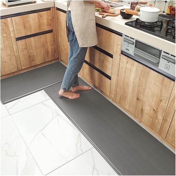 VXHCS Anti Fatigue Mat, Standing Desk Mat Ergonomic Waterproof Mat, Non-Slip Kitchen Floor Mat for Home, Office, Laundry (50X180CM/19.69X70.87IN, Grey)
