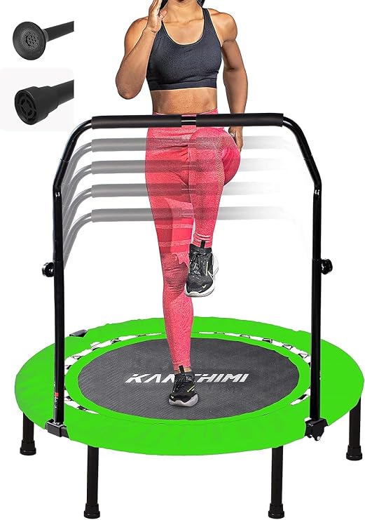 Kanchimi 40" Folding Mini Fitness Indoor Exercise Workout Rebounder Trampoline with Handle, Max Load 150KG