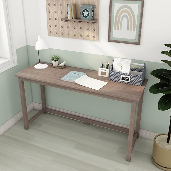 Max & Lily Solid Wood Desk, 55 Inches, Clay