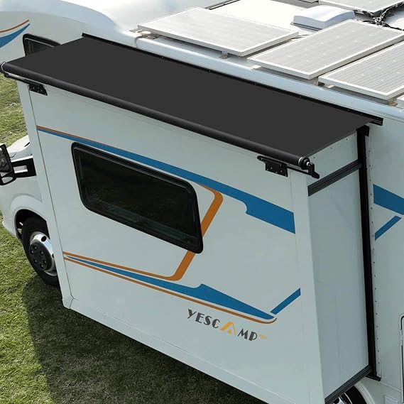 YESCAMP RV Slide Topper Awning Complete Kit,Universal Fit RV Slide Out Awning Protection for RVs,Campers,Travel Trailers,5th Wheels & Motorhomes,Black,5'6''(5'1'' Fabric)